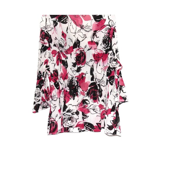 Fashion Bug Blouse Sz 22/24 Accordion Pleated V Neck Bell Sleeves Floral - Picture 7 of 8